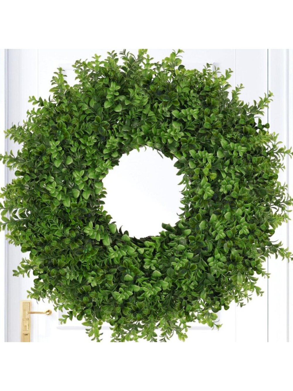 26 Inch Large Boxwood Wreath - Artificial Greenery for Door & Home Decor, All